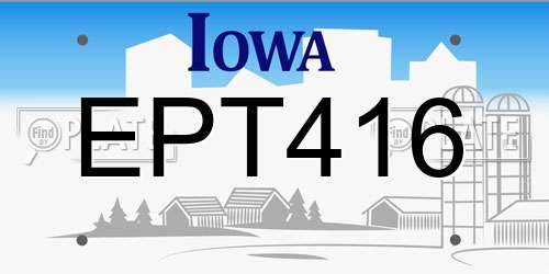 EPT416 Iowa License Plate