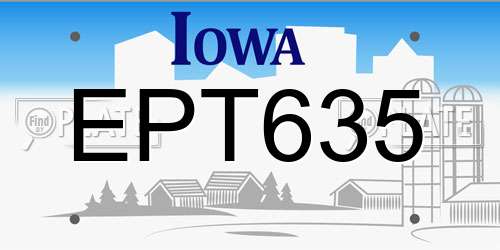 EPT635 Iowa License Plate