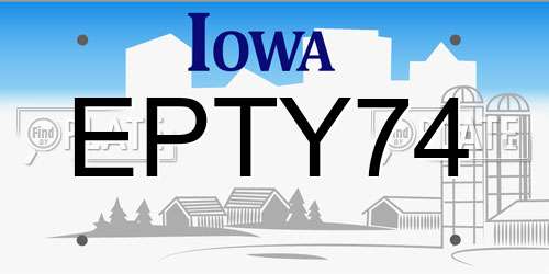 EPTY74 Iowa License Plate