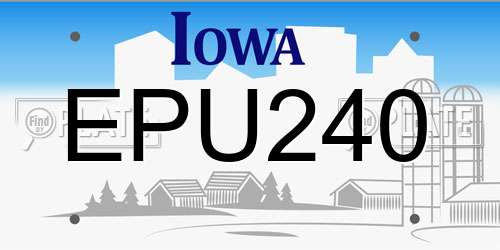 EPU240 Iowa License Plate