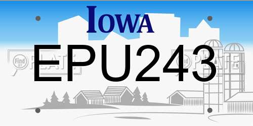 EPU243 Iowa License Plate