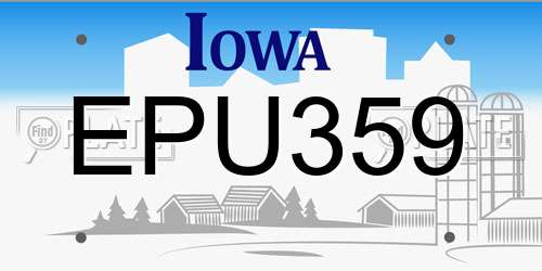 EPU359 Iowa License Plate