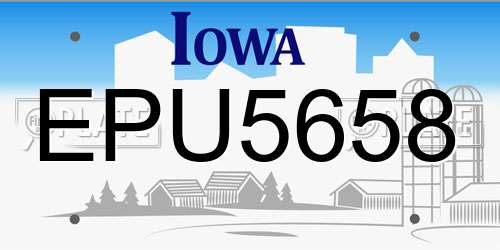 EPU5658 Iowa License Plate