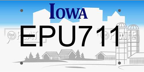 EPU711 Iowa License Plate