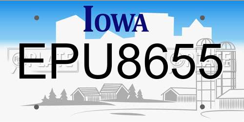 EPU8655 Iowa License Plate