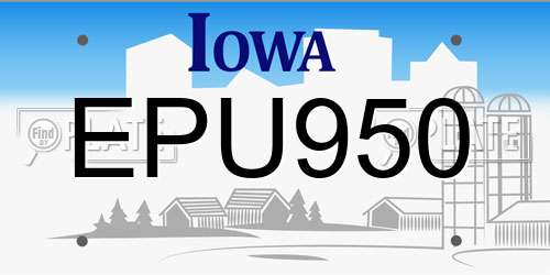 EPU950 Iowa License Plate