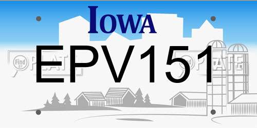EPV151 Iowa License Plate