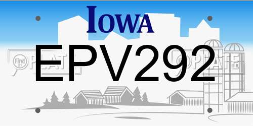 EPV292 Iowa License Plate