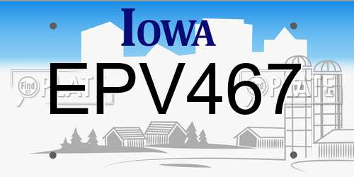 EPV467 Iowa License Plate