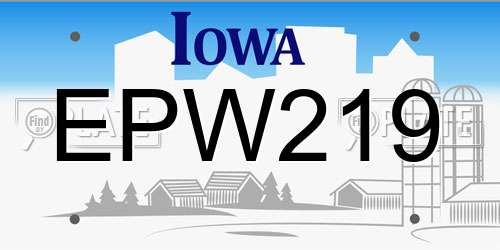 EPW219 Iowa License Plate