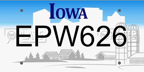 EPW626 Iowa License Plate