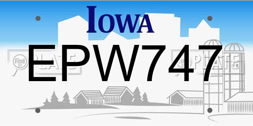 EPW747 Iowa License Plate