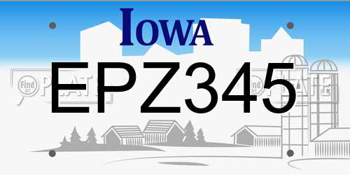 EPZ345 Iowa License Plate