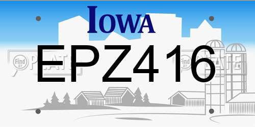 EPZ416 Iowa License Plate