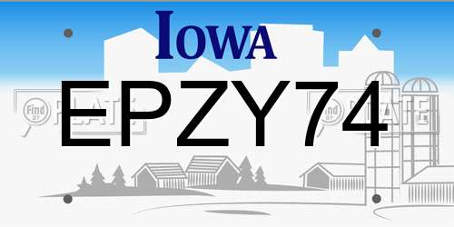 EPZY74 Iowa License Plate
