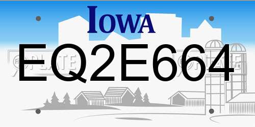 EQ2E664 Iowa License Plate