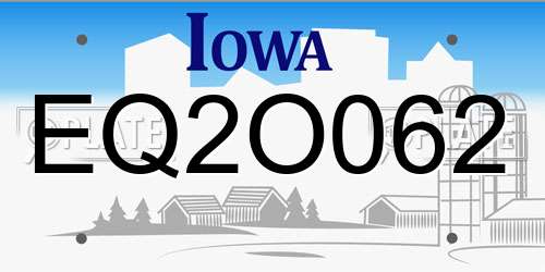 EQ2O062 Iowa License Plate