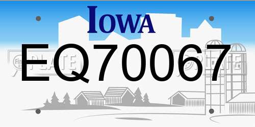 EQ70067 Iowa License Plate