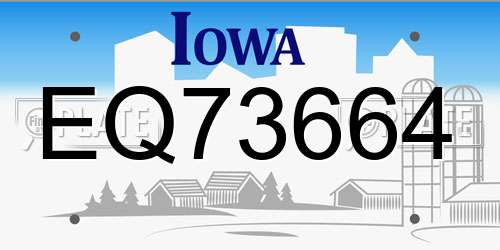 EQ73664 Iowa License Plate