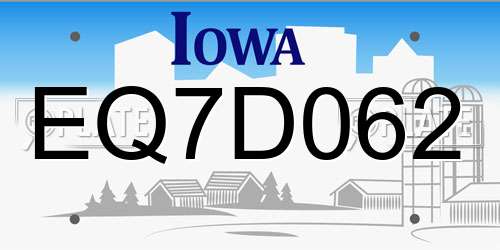 EQ7D062 Iowa License Plate