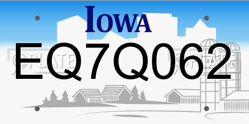 EQ7Q062 Iowa License Plate