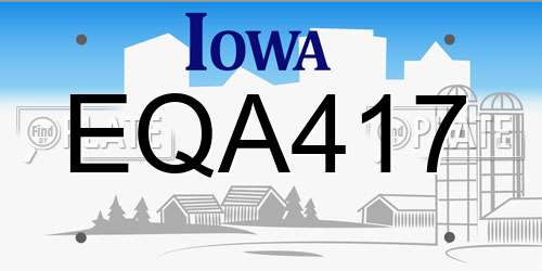 EQA417 Iowa License Plate