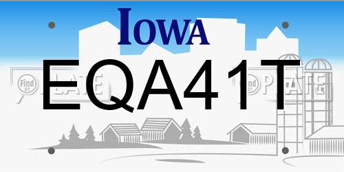EQA41T Iowa License Plate