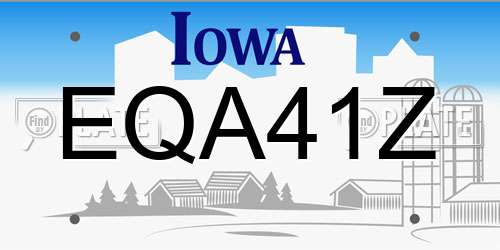 EQA41Z Iowa License Plate