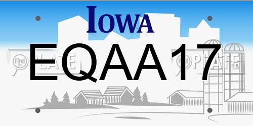 EQAA17 Iowa License Plate