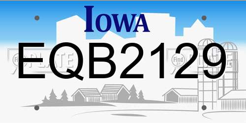 EQB2129 Iowa License Plate