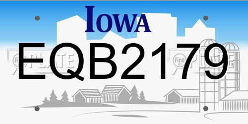 EQB2179 Iowa License Plate
