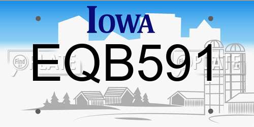 EQB591 Iowa License Plate