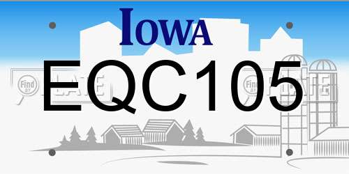 EQC105 Iowa License Plate