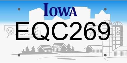 EQC269 Iowa License Plate