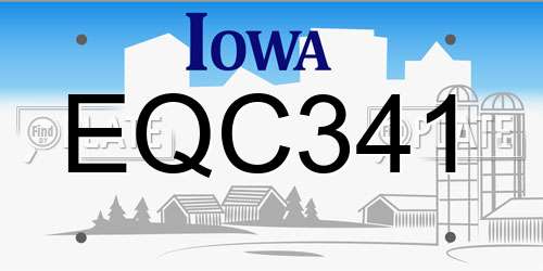 EQC341 Iowa License Plate