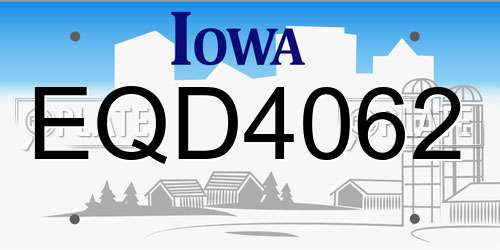 EQD4062 Iowa License Plate