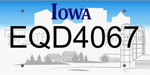 EQD4067 Iowa License Plate