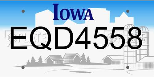EQD4558 Iowa License Plate