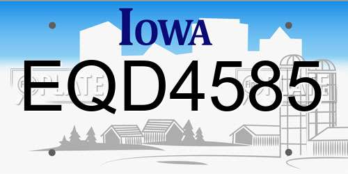 EQD4585 Iowa License Plate
