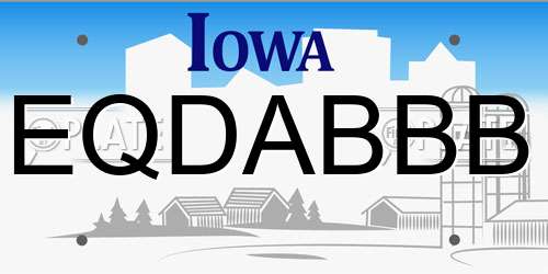 EQDABBB Iowa License Plate