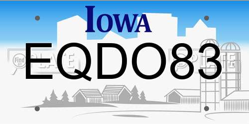 EQDO83 Iowa License Plate