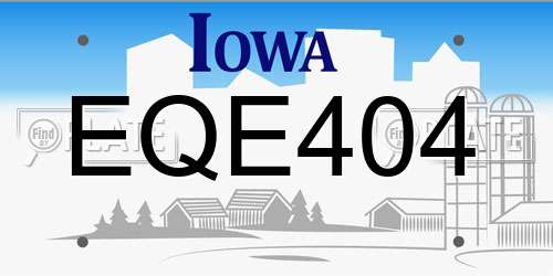 EQE404 Iowa License Plate