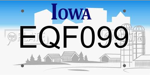 EQF099 Iowa License Plate