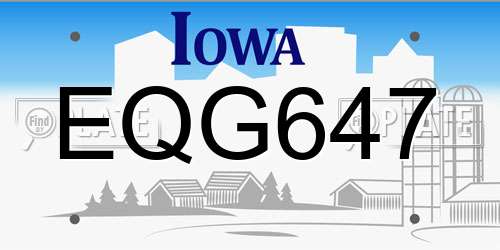 EQG647 Iowa License Plate
