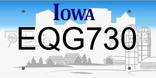 EQG730 Iowa License Plate