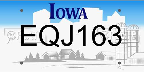 EQJ163 Iowa License Plate