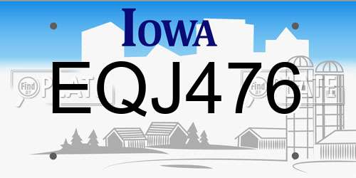 EQJ476 Iowa License Plate