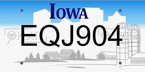 EQJ904 Iowa License Plate