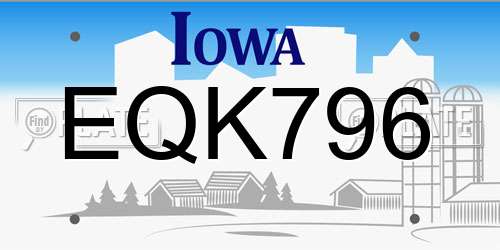 EQK796 Iowa License Plate