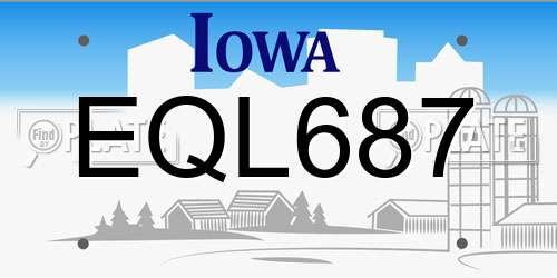 EQL687 Iowa License Plate